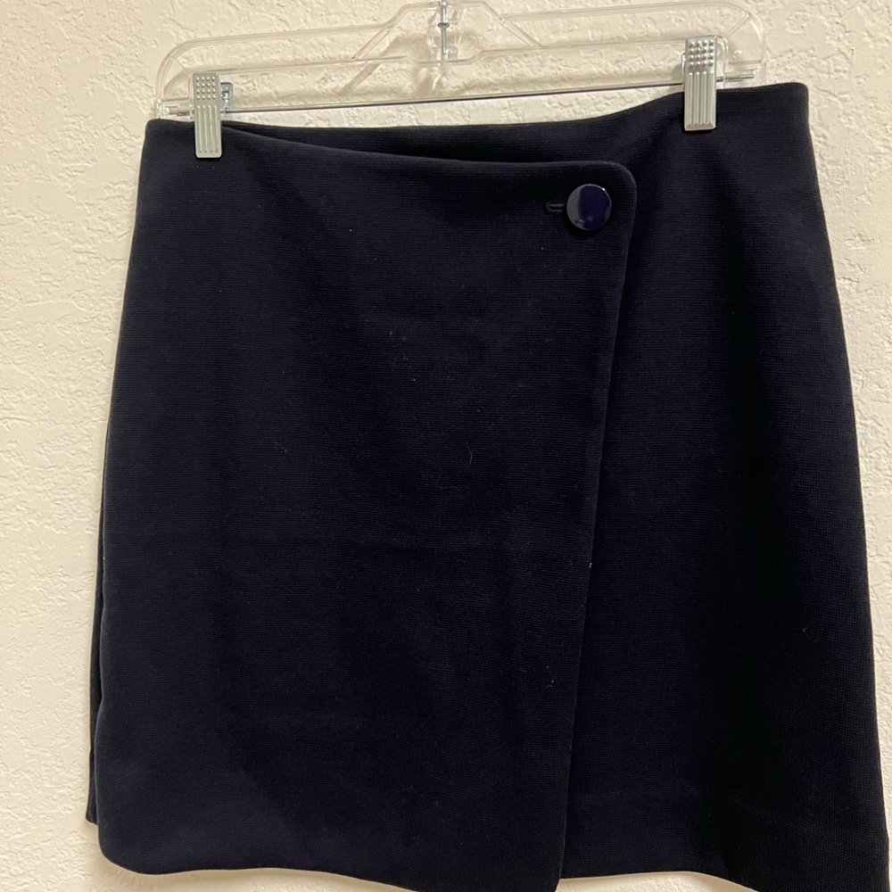 LOFT Dark Navy Blue Mini Skirt with Button Detail